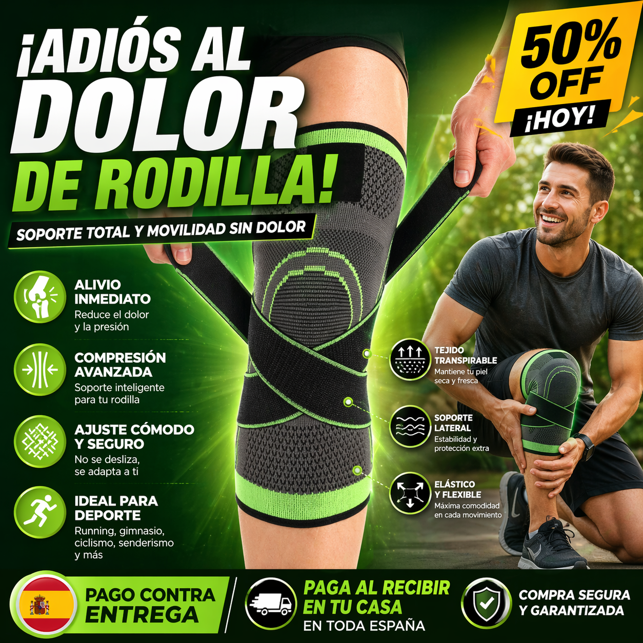 Rodillera Compresiva Ajustable – Máxima Protección y Comodidad para Deporte