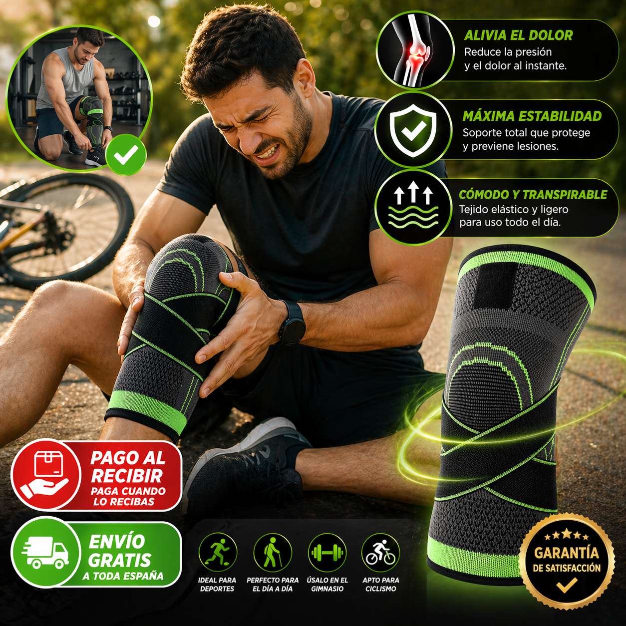 Rodillera Compresiva Ajustable – Máxima Protección y Comodidad para Deporte