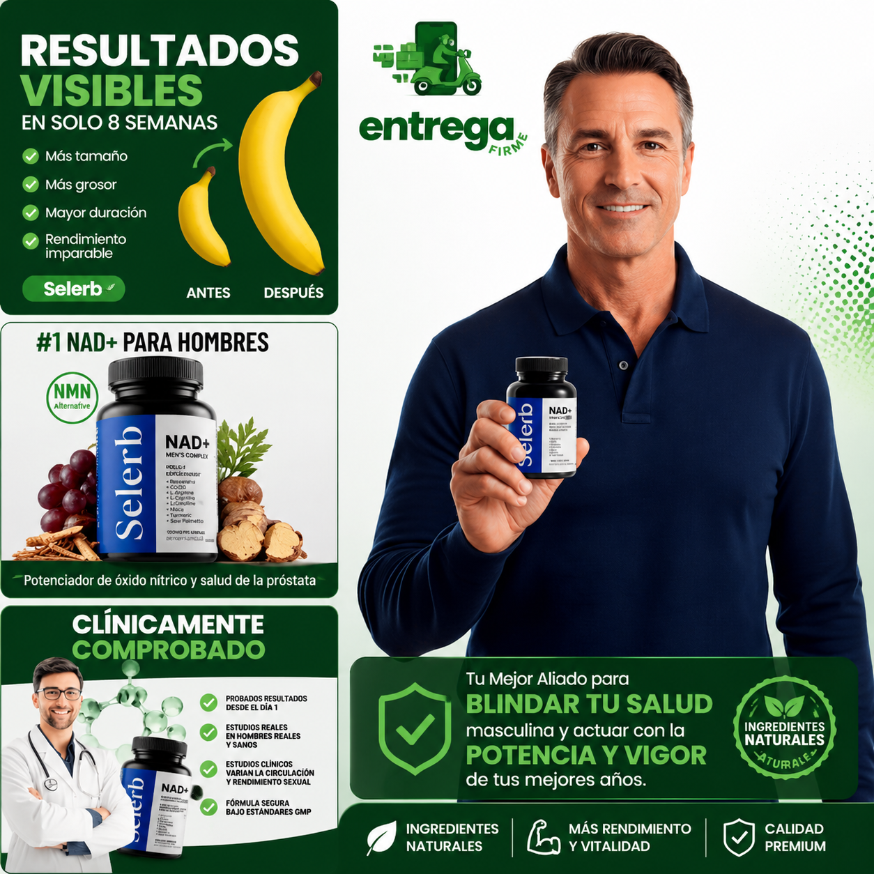 NAD+ Selerb | ¡Apoya tu vitalidad masculina y siéntete activo durante todo el día!