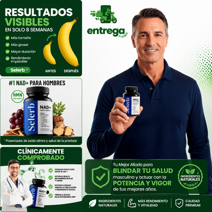 NAD+ Selerb | ¡Apoya tu vitalidad masculina y siéntete activo durante todo el día!